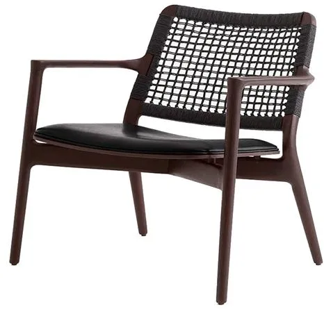 Vipp 488 Cabin Lænestol Sort Læder/Mørk Eg